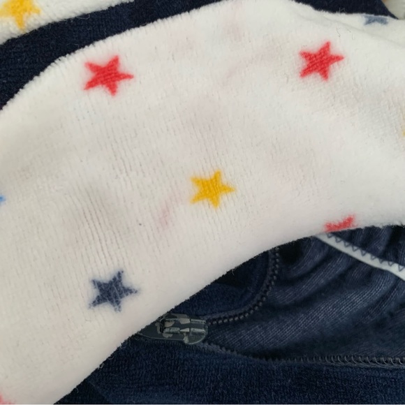 Vtg Petit Jardin Baby Boy footie Large 9-12M 12M velour navy white stars - Picture 4 of 8